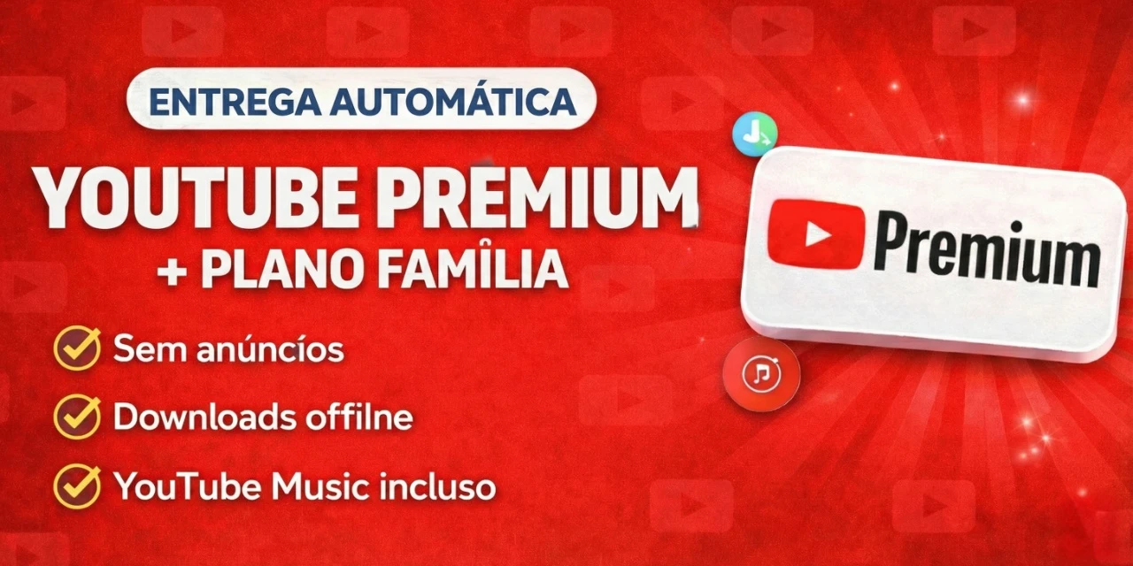 Youtube Premium+Youtube Music - 30 Dias - LEIA A DESCRIÇÃO