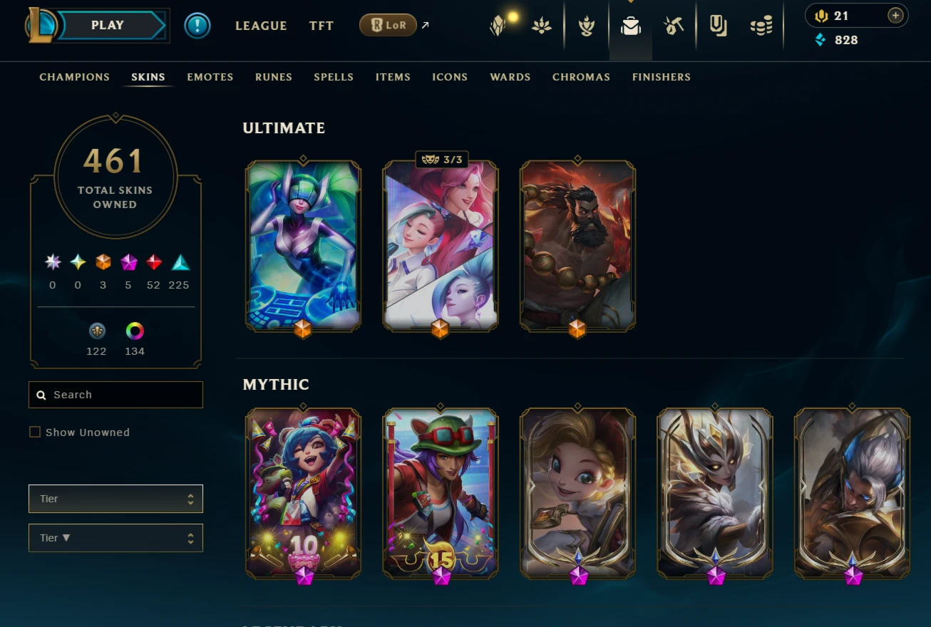 Conta Fa De Lol - 461 Skins, Esmeralda, Lvl 574 (Negocíavel)