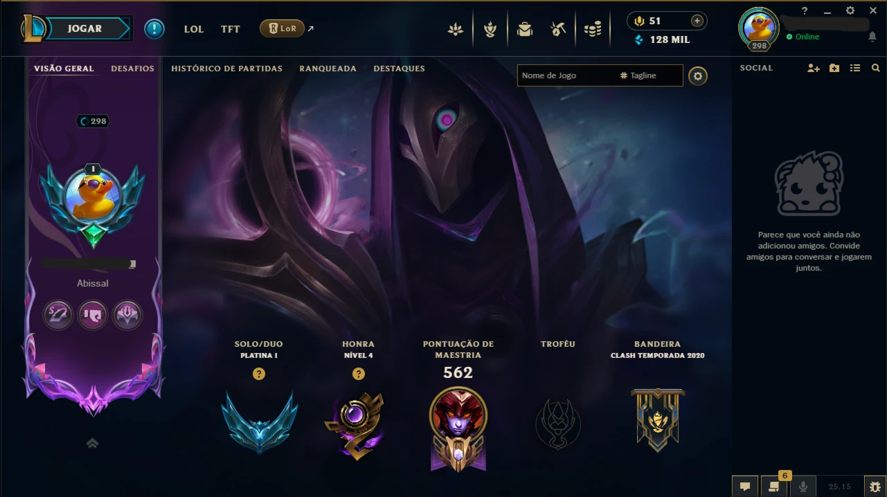 Conta Lol Platina 1, 227 Skins, Todos Os Campeões, 128K Ea