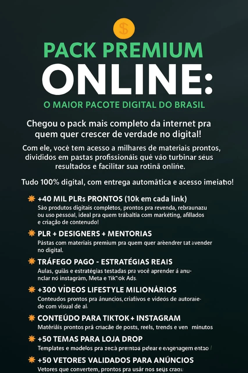 🔥PACK PREMIUM ONLINE🔥 Seu Kit de Apoio em Vendas e Tráfego