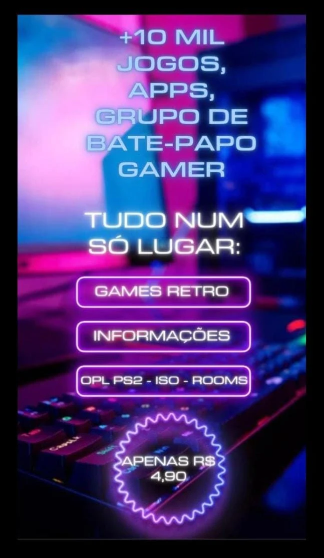 🏹🔥🎮Pacote Gamer: +10mil jogos, OPL, Emuladores +🎁Gp Vip
