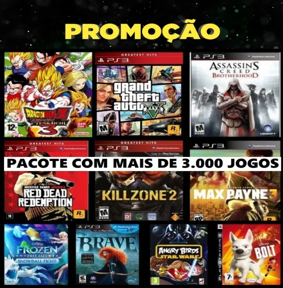 Pacote Gamer Ps3 com +3500 jogos