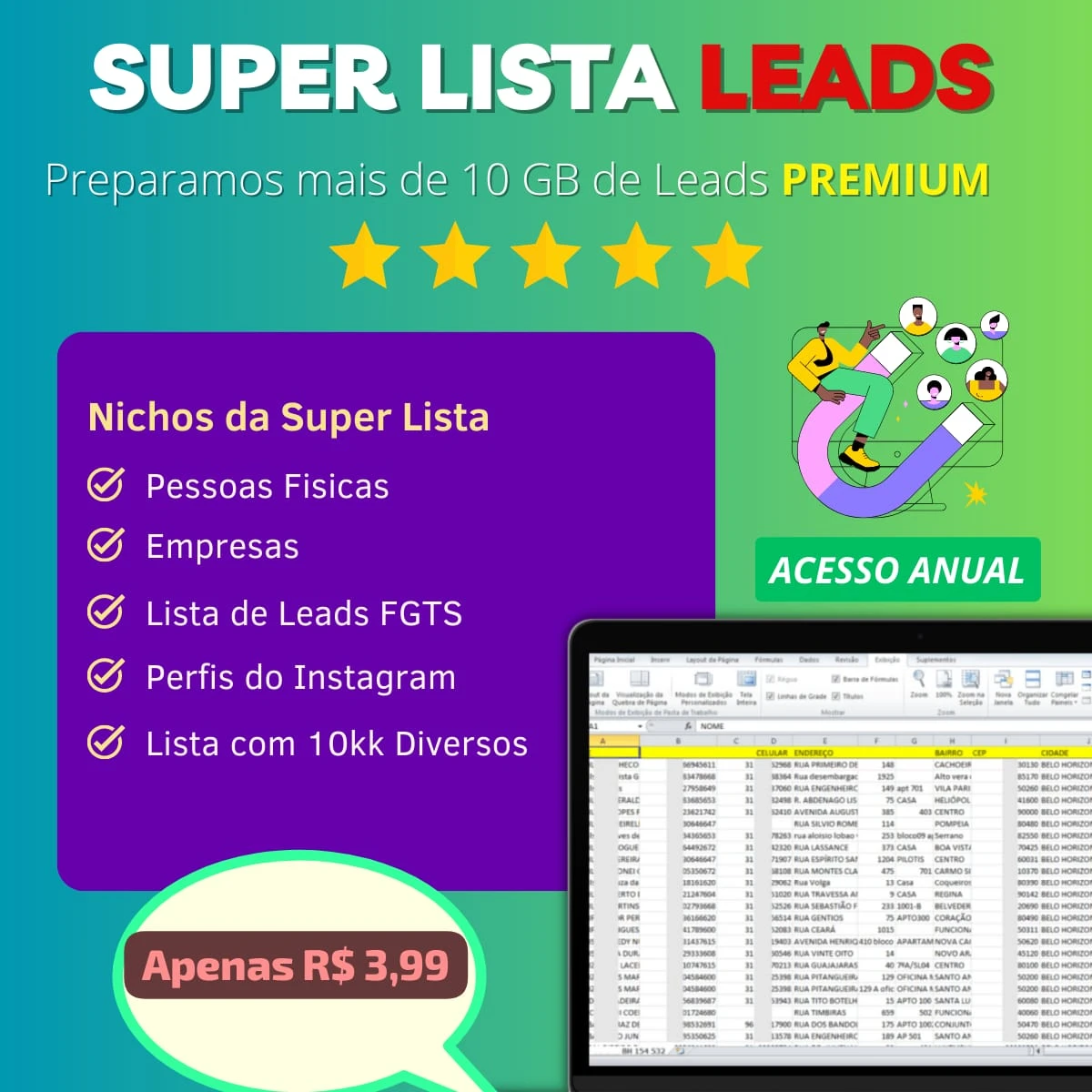 Super Lista Premium: Mais de 10GB de Leads de Diversos Nicho