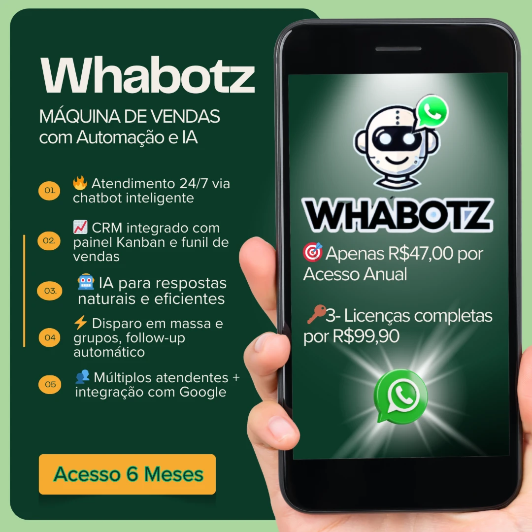WhaBotz Kanban IA ChatGPT Respostas Automáticas Grupos
