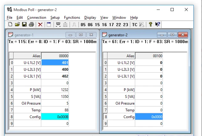 💻 Modbus Poll 11 - Emulador generator 2