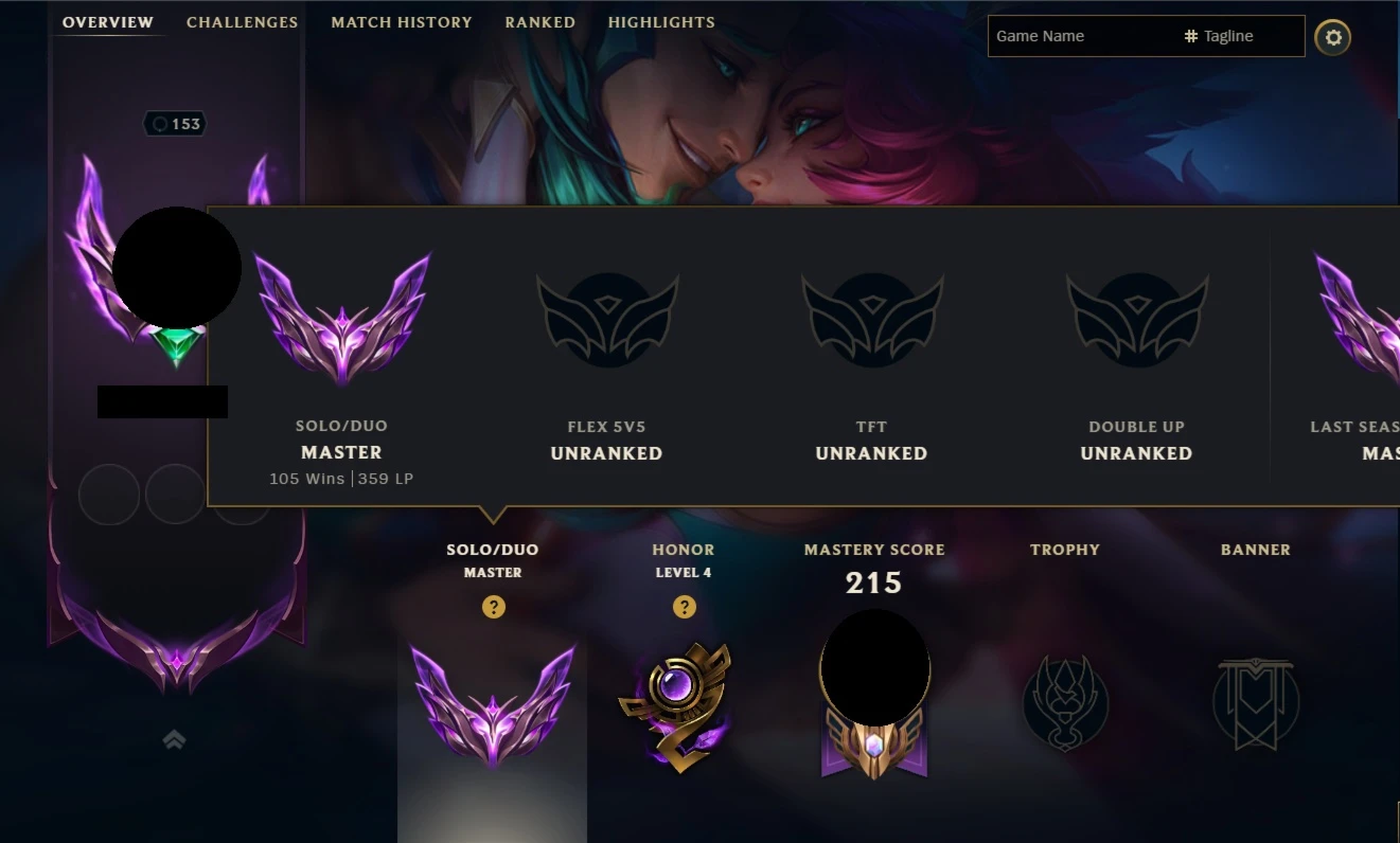 CONTA LOL MESTRE 359PDL 56% WINRATE MMR GRÃO-MESTRE