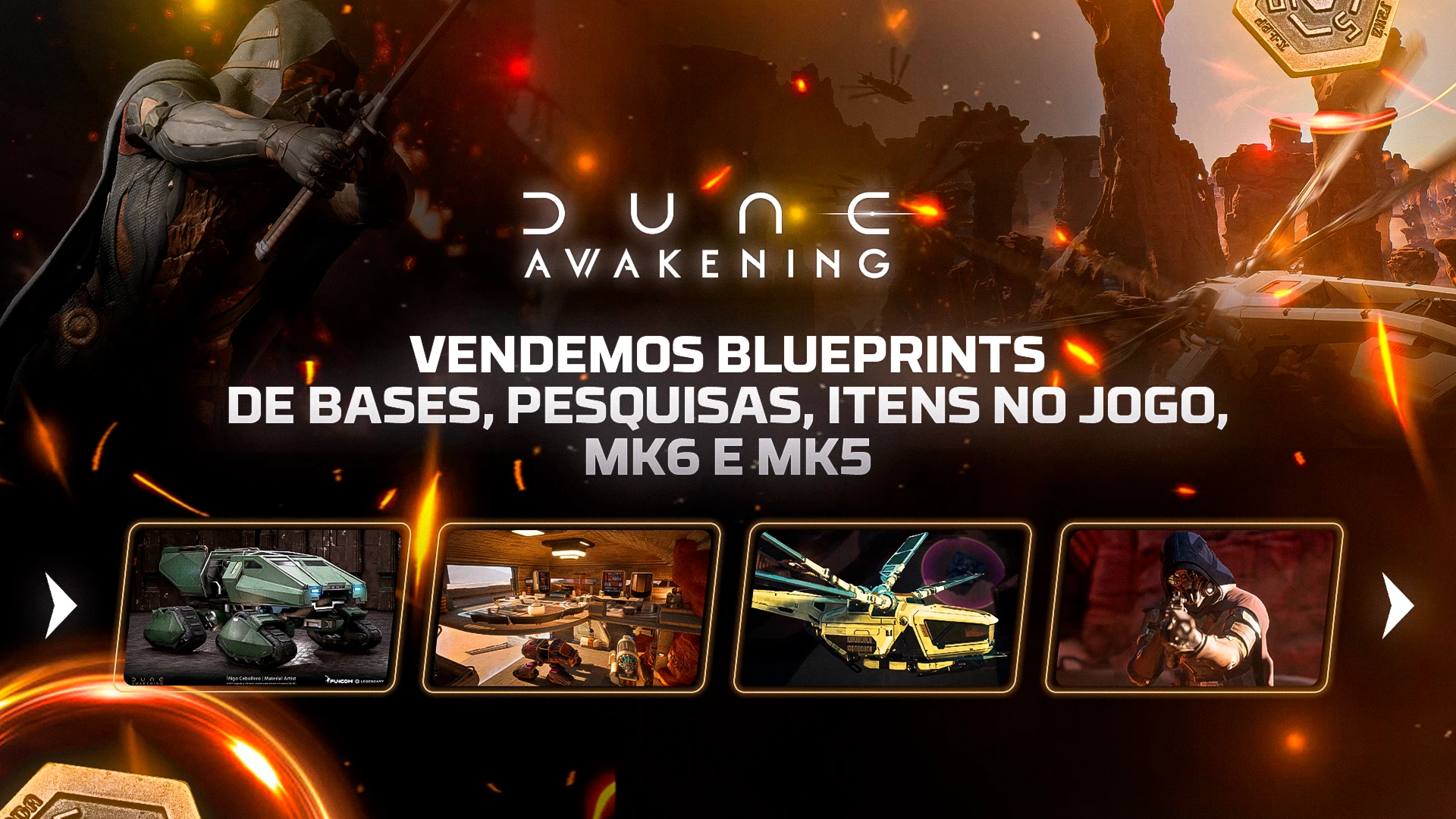 Dune Awakening BluePrints Bases, Pesquisas, Itens Mk6 e MK5