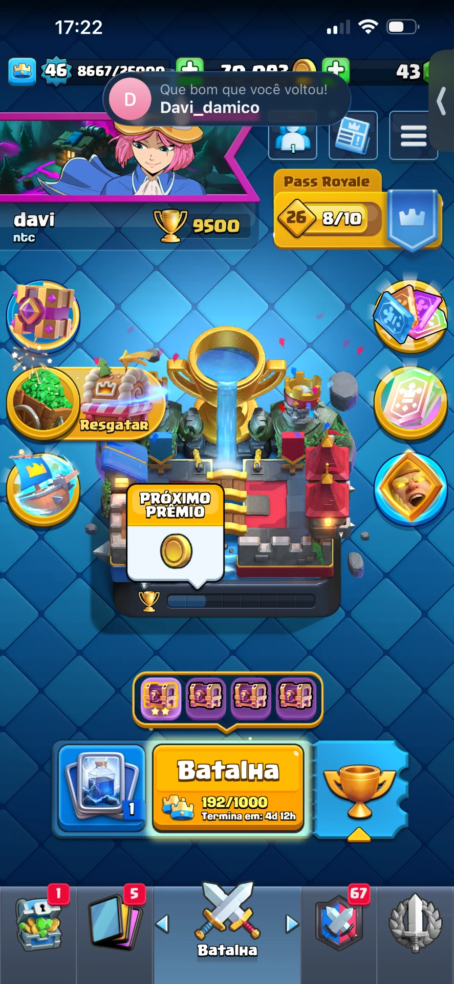 Conta clash Royale, nível 14 com 9 anos de jogo