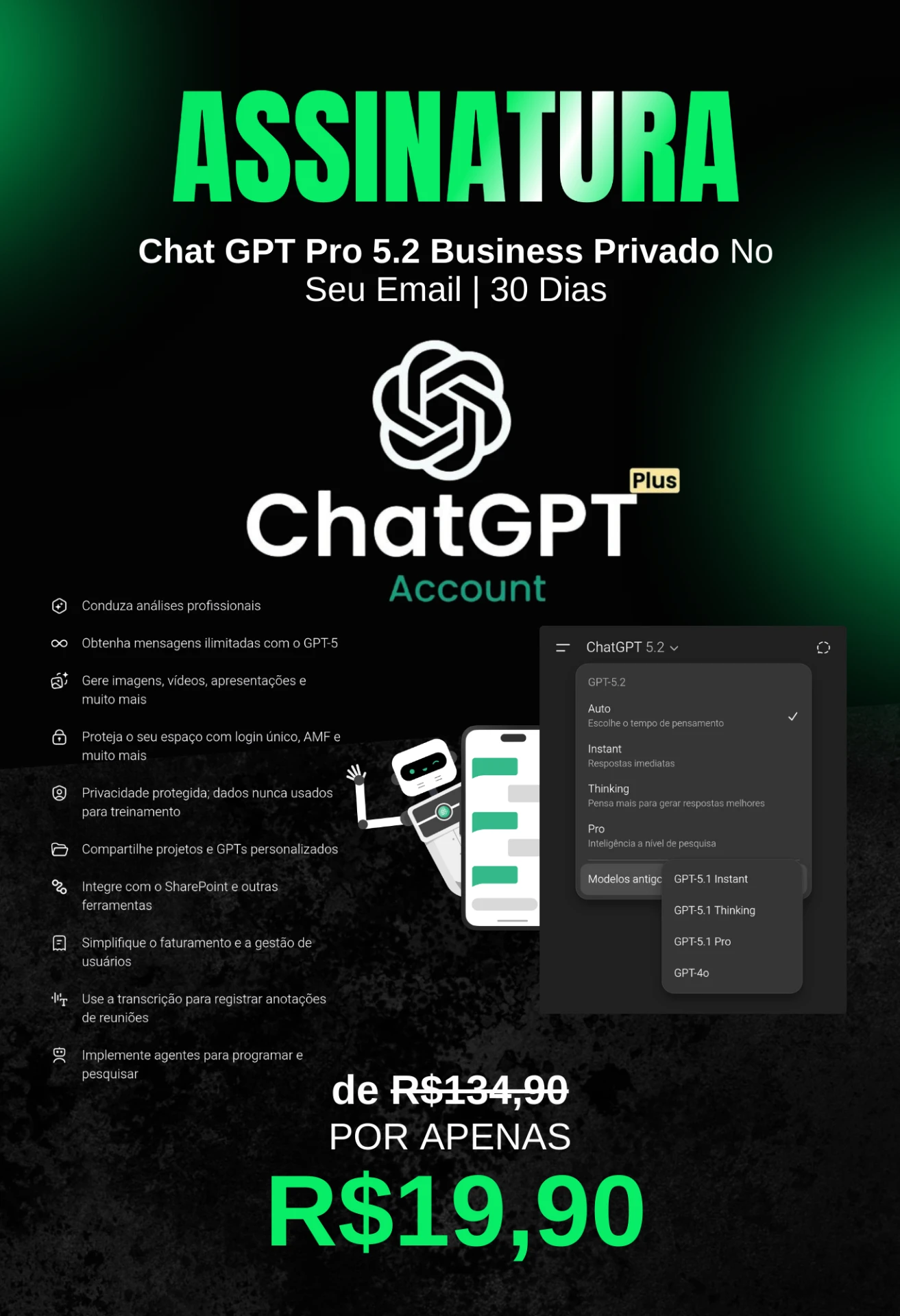 🔥 Chat GPT Pro 5.2 Business Privado No Seu Email | 30 Dias