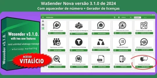 WA Sender 2025 - Versão 3.5 e Versão 3.2 (entrega imediata)