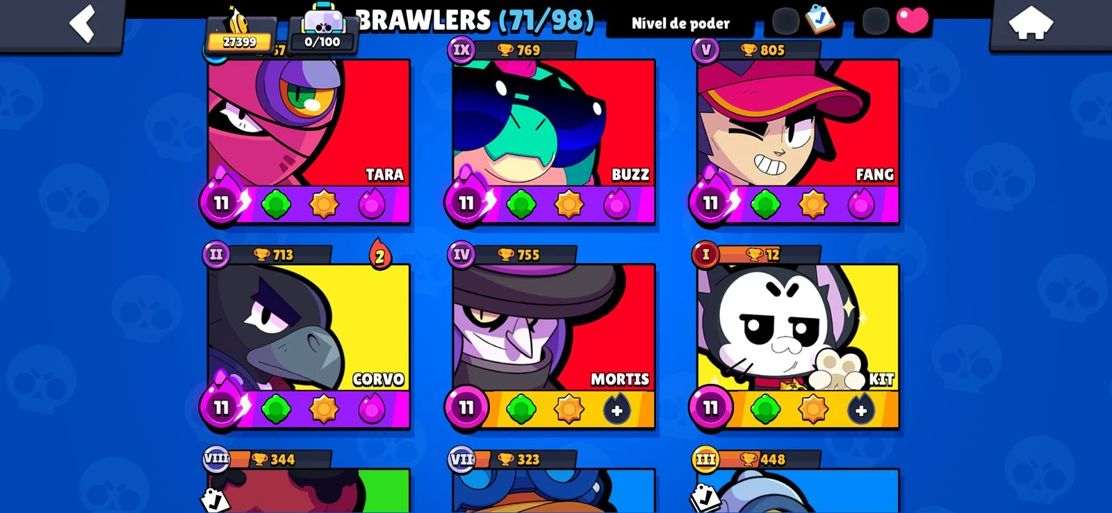 Conta Brawl Stars (77/98) Brawlers! 27K Troféus!