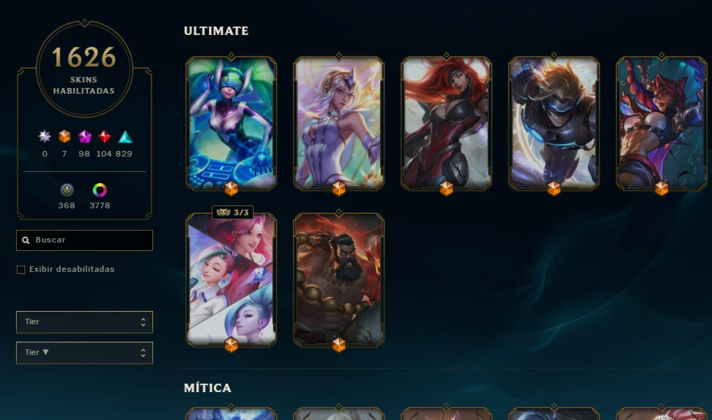 Conta LOL league of legends todas skins e cromas