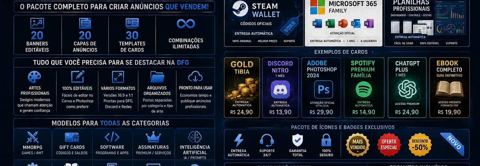 Kit Profissional De Anúncios Dfg • 100+ Templates Editáveis