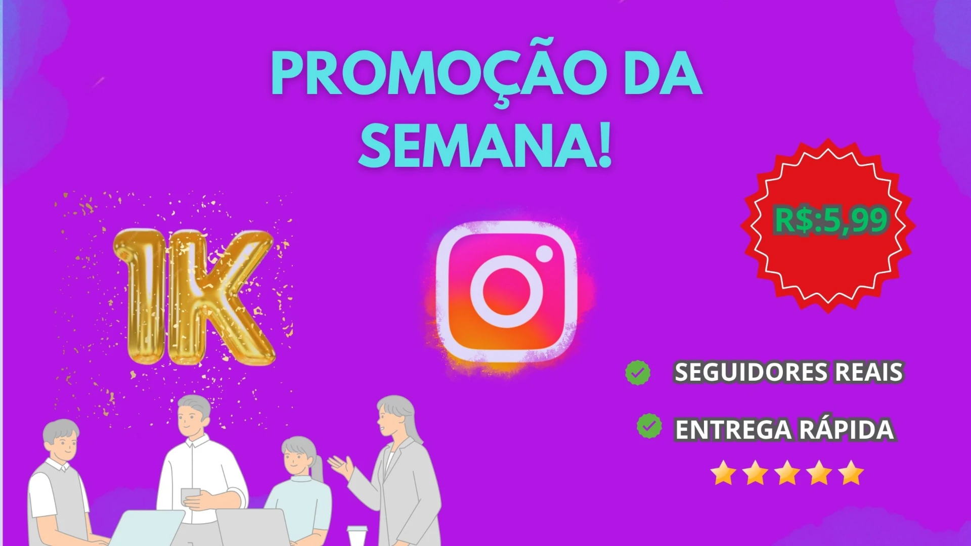 Promoção 1k de seguidores Instagram-melhor serviço digital!
