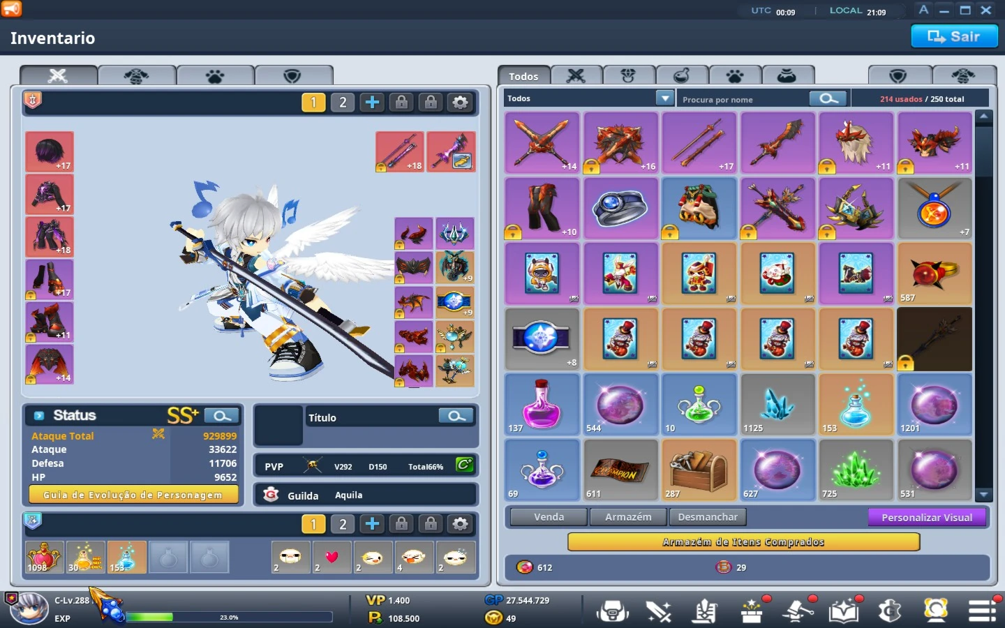 Conta GrandChase Classic - Lass 929K - Holy 588K - Dio 534K