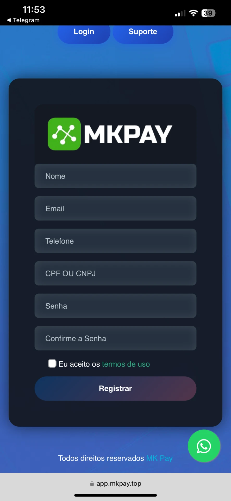 Gateway de pagamento MK PAY