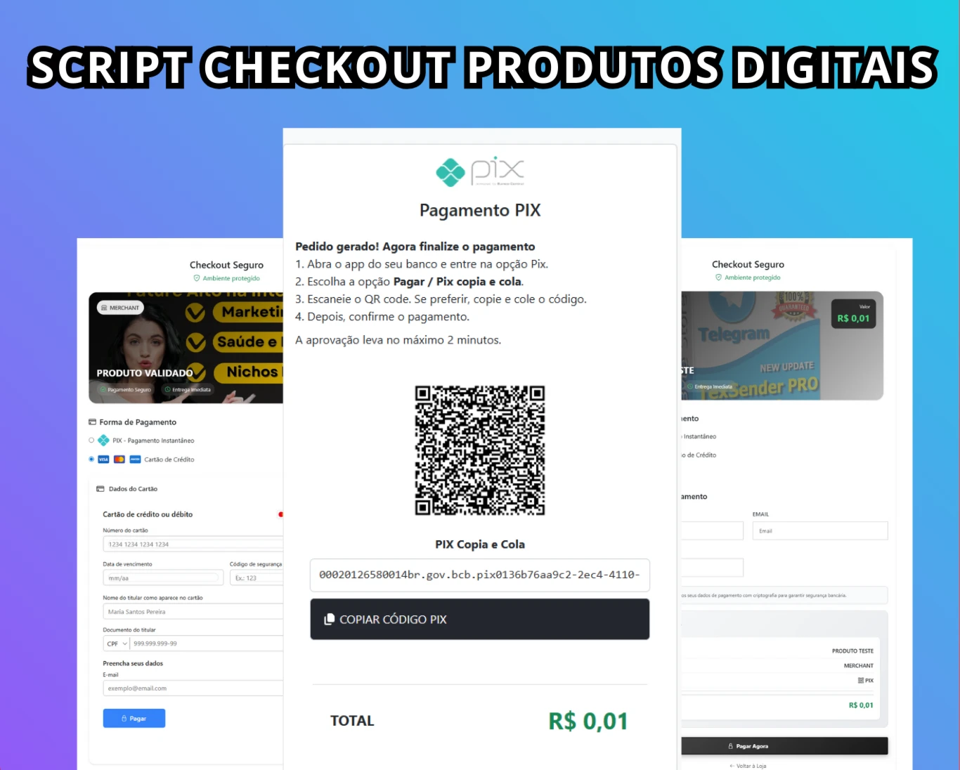Script Checkout Cartão & Pix Entrega De Produtos Digitais
