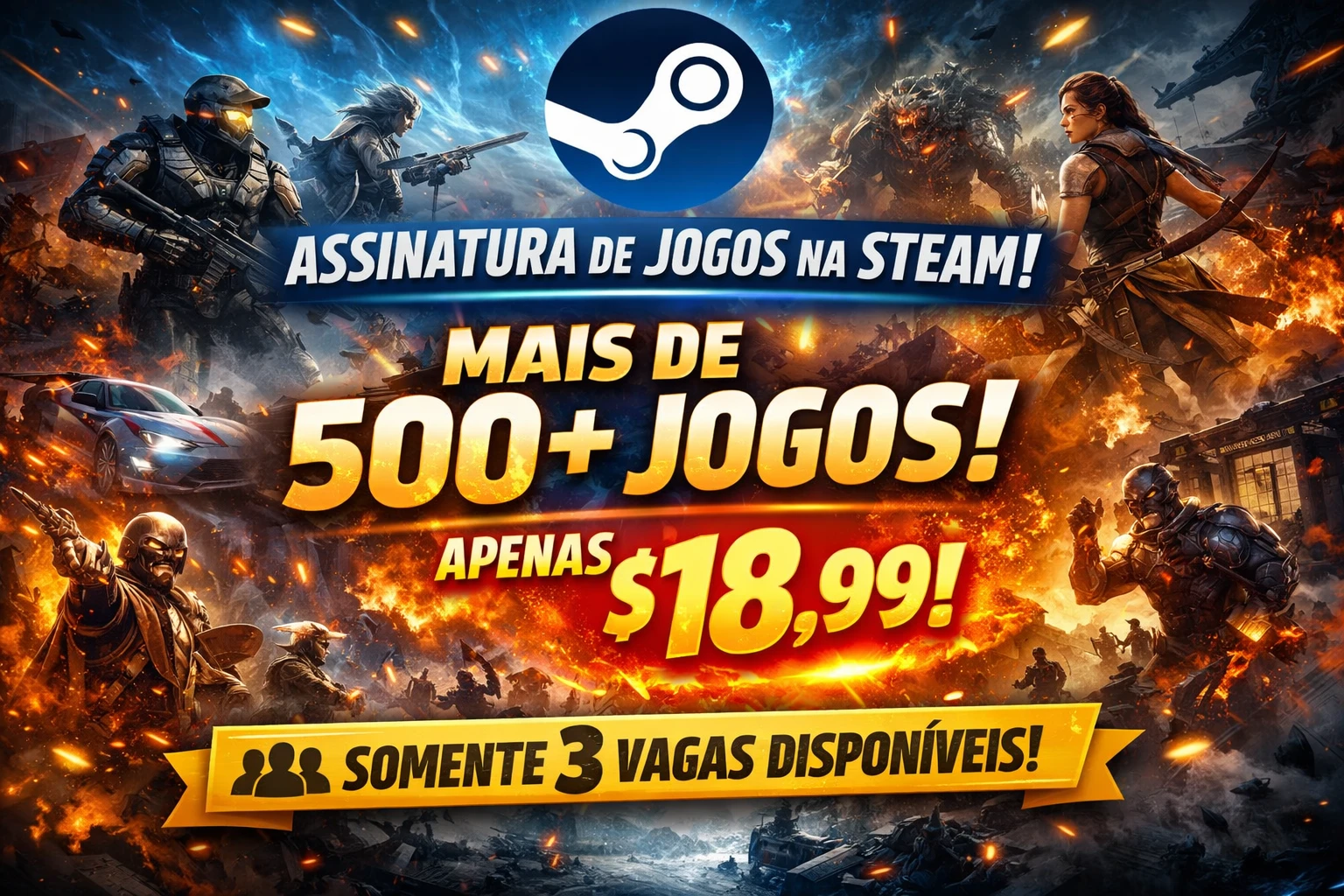 [ALUGUEL 30 DIAS] Conta Steam +500 jogos - 3 VAGAS -