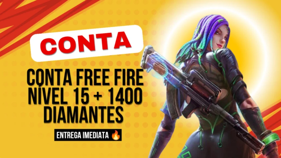 Conta free fire gemada com 1400 diamantes + nível 15 🔥🚀