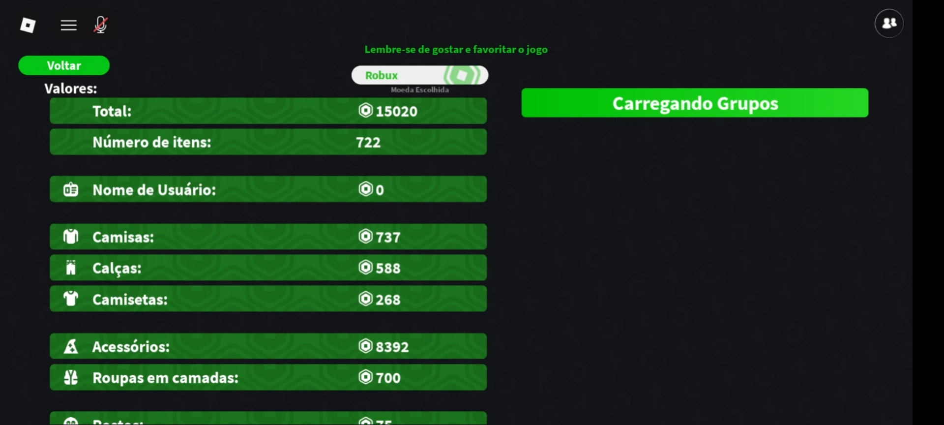 Conta de Roblox feminina