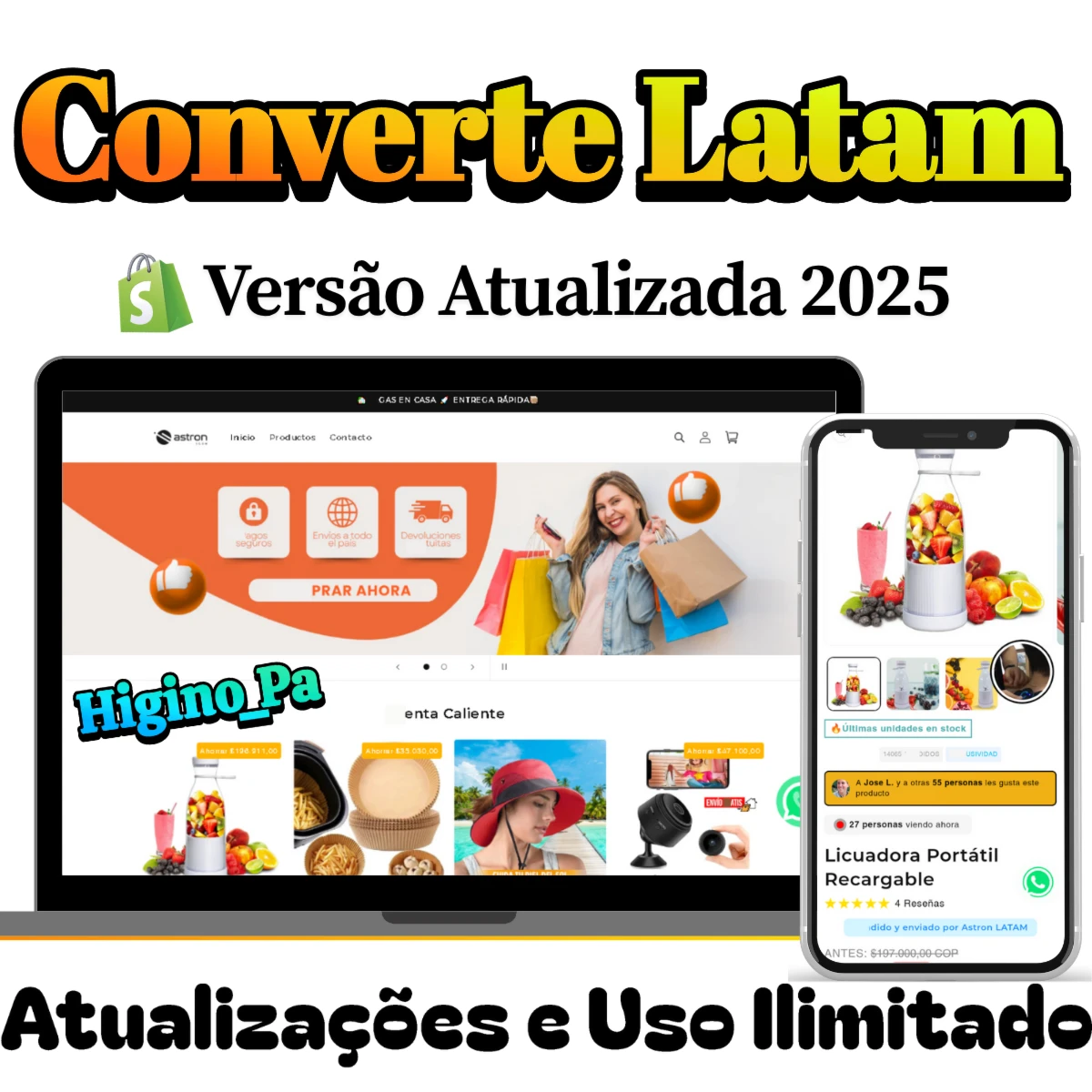 Tema Shopify Converte Latan Espanhol + Atualizações Brindes