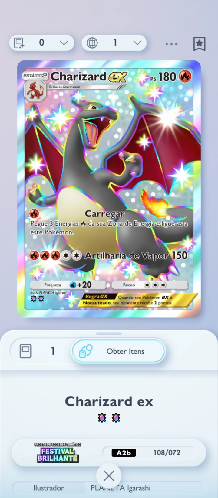 Conta pokémon tcg poker com Charizard shiny e muito mais
