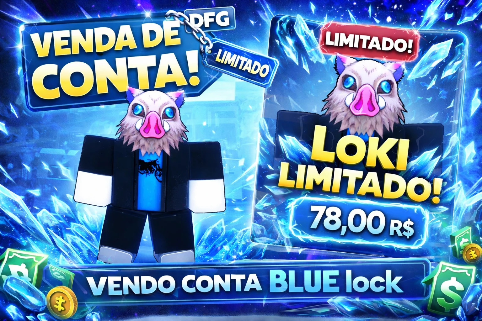 🔥 CONTA BLUE LOCK COM LOKI ABAIXO DE ZERO GRAUS (LIMITADO) 