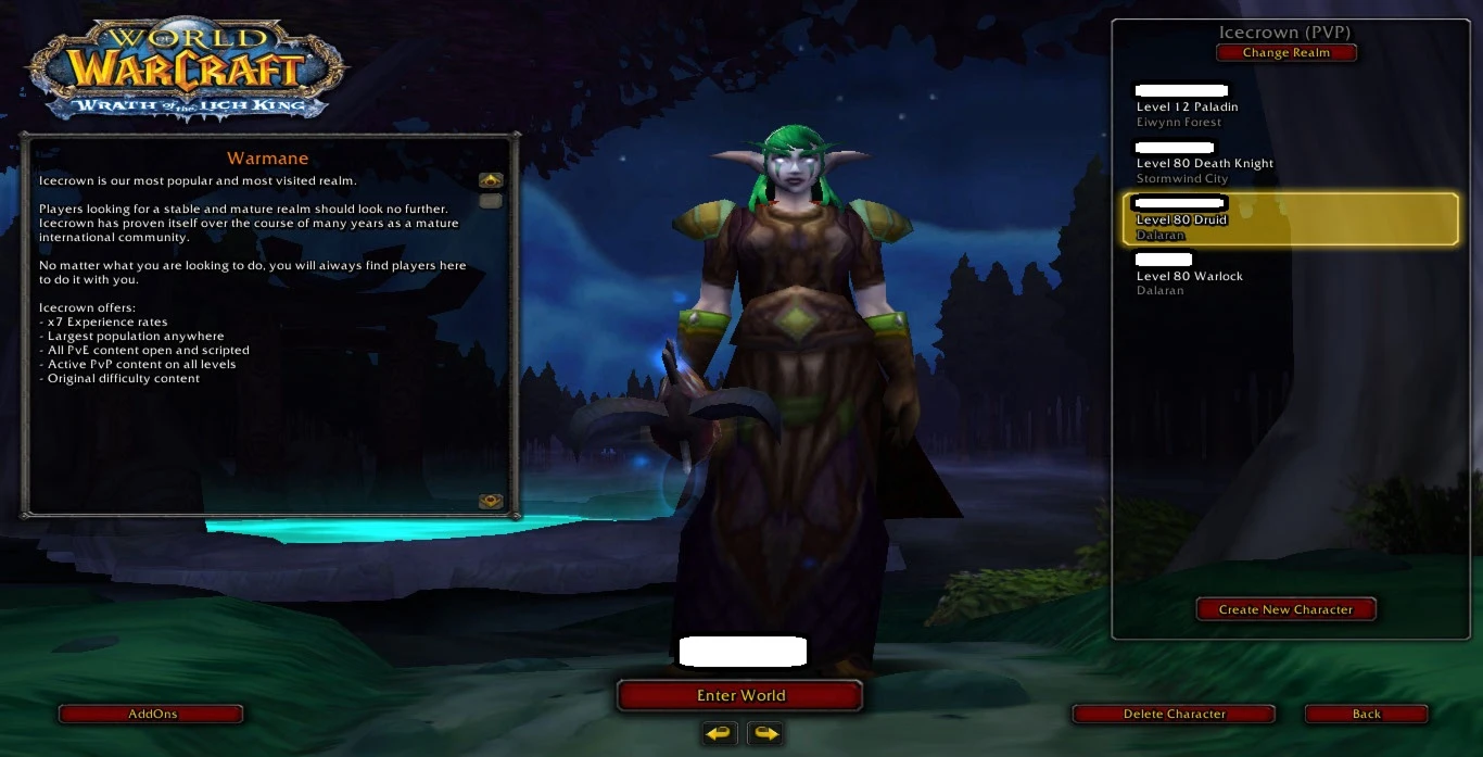 Conta Wow Warmane Server Icecrow 3.3.5 Conta Com Dois Chars