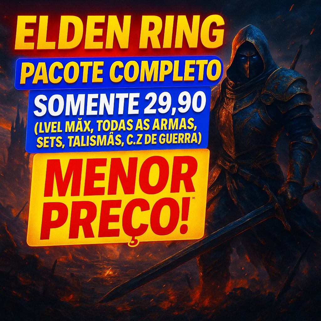 Elden Ring - Pacote completo, LvL Máx,Armas,sets,etc PS4/PS5