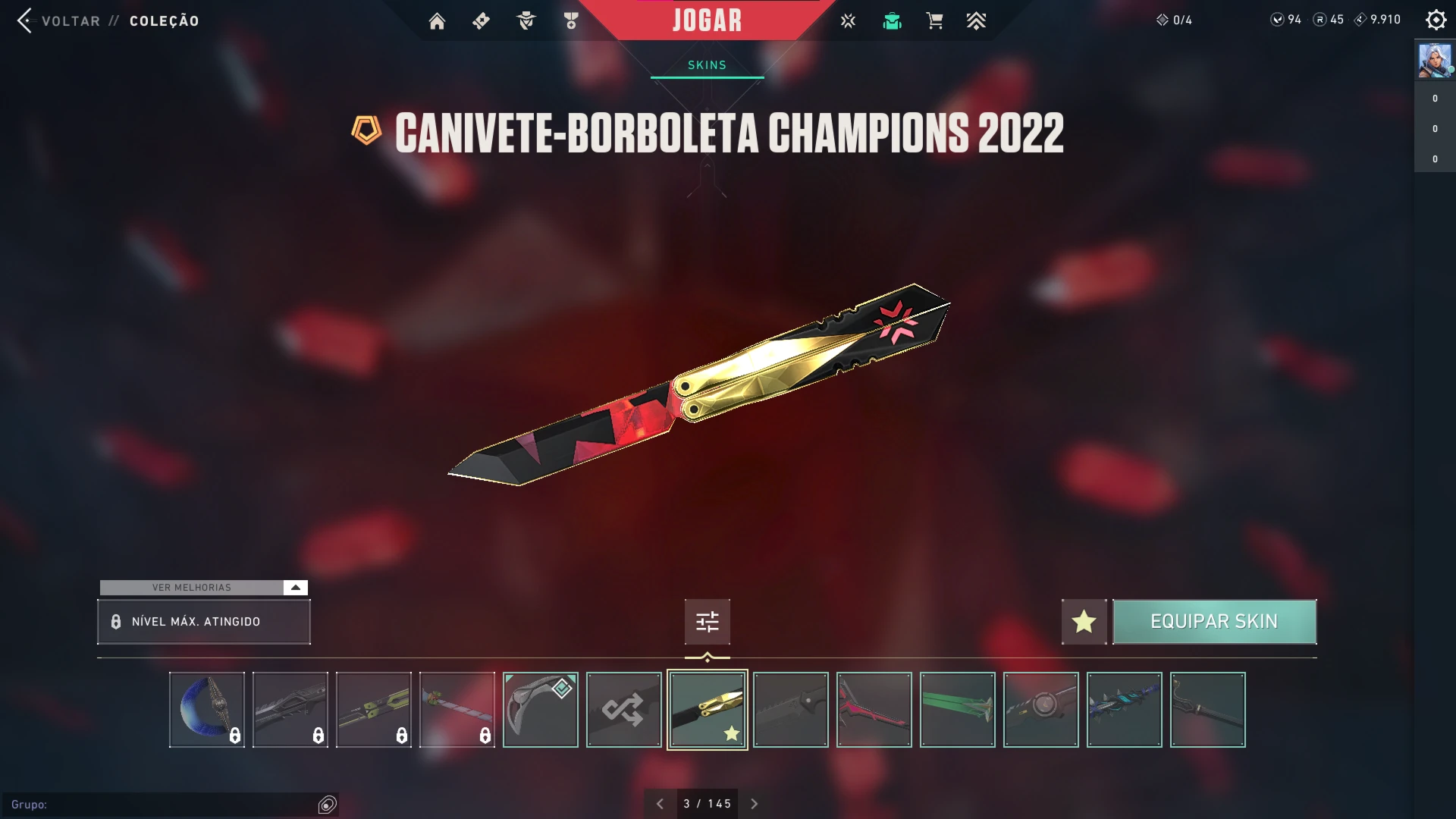 Conta Valorant PREMIUM — Faca Champions 2022 + Pacote Íon