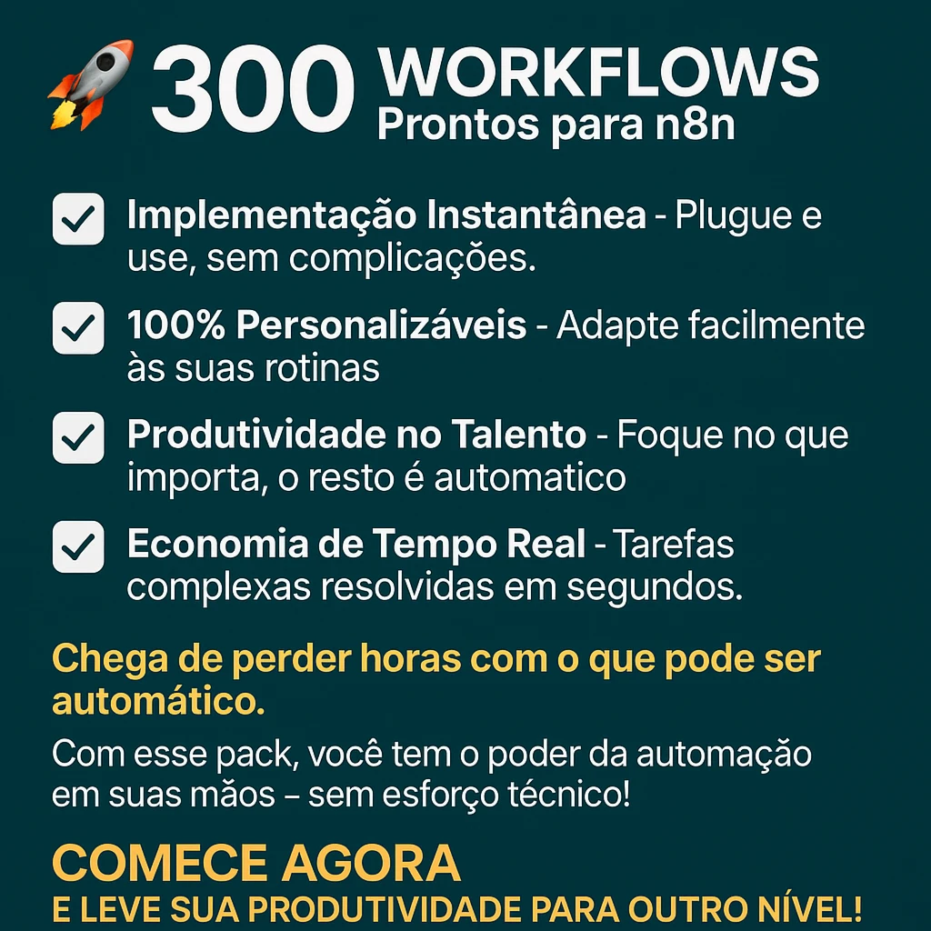 🚀 300 Workflows para n8n — Sua automação, rápida e fácil