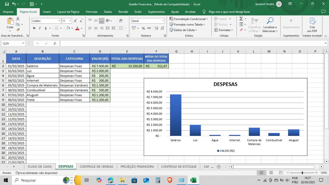 Planilha de Análise Financeira