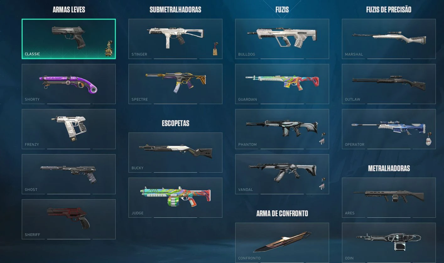 Conta valorant com várias skins