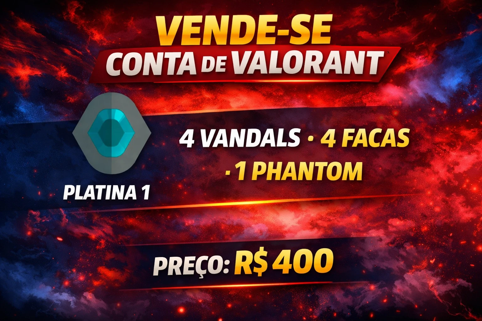 Conta Valorant Com Varias Skins Platina 1