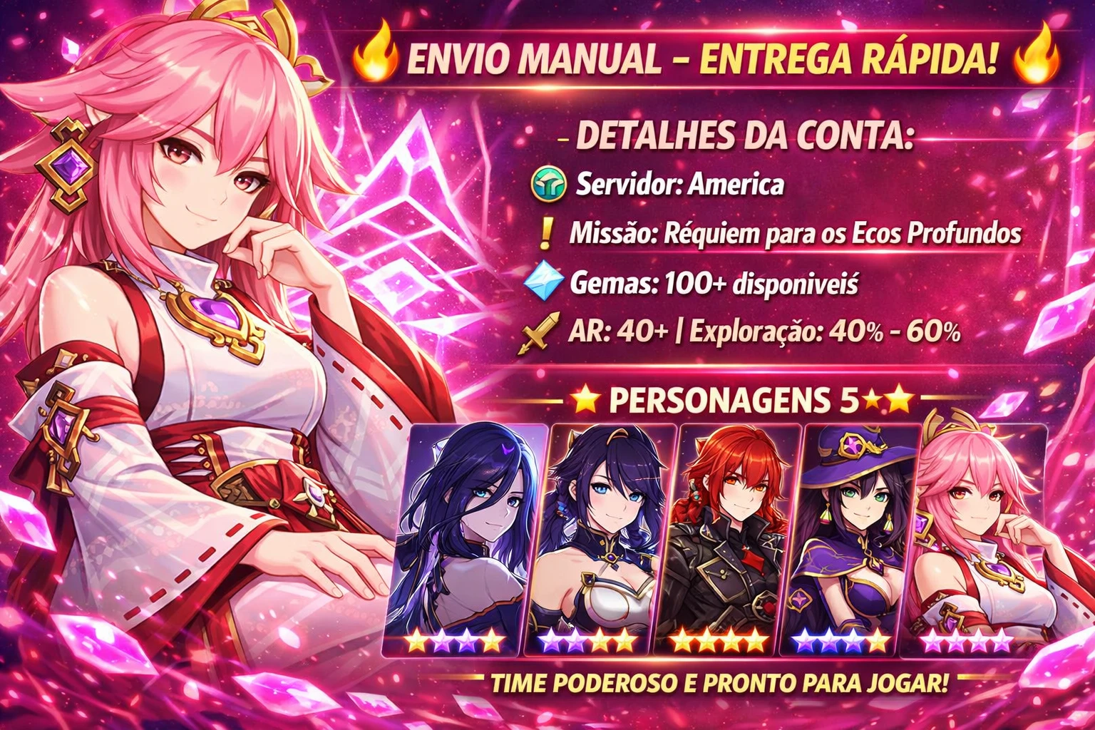 Conta Genshin com vários t5!