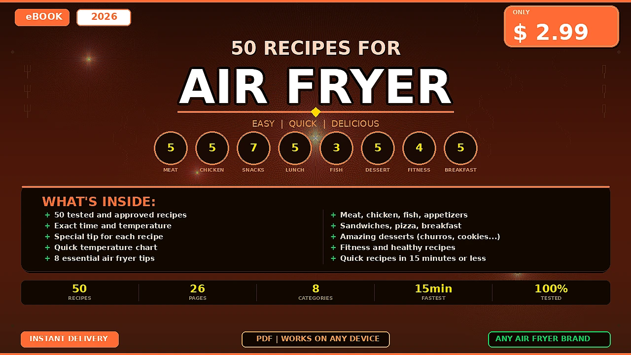 Ebook 50 Receitas Air Fryer 2026 | Faceis E Rapidas | Pdf