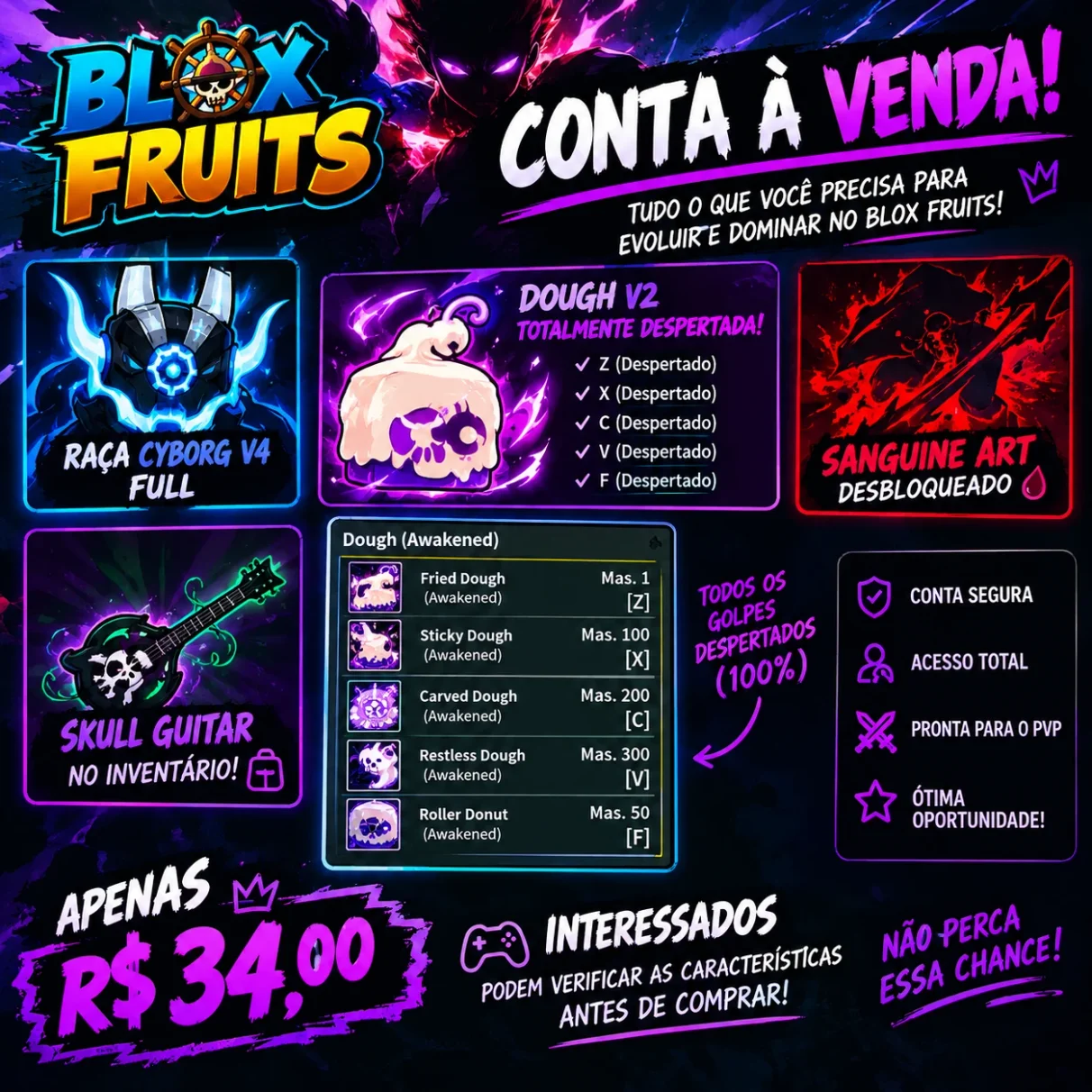 Blox fruits conta a venda - Roblox - DFG