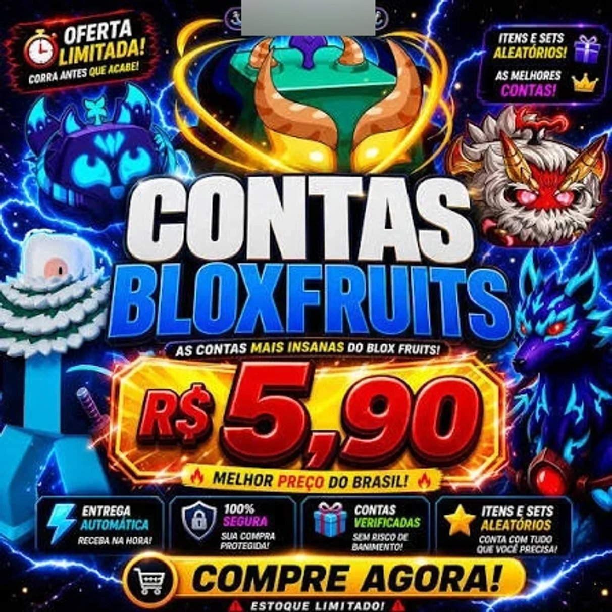 Conta de 3000 lv, god human, 2 frutas mítico, 1 fruta perme - Roblox - DFG