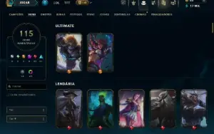 Ouro 4 com 120 Champs e 115 Skins ( MID / ADC / JG )