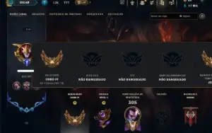 Ouro 4 com 120 Champs e 115 Skins ( MID / ADC / JG )