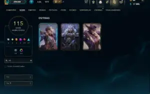 Ouro 4 com 120 Champs e 115 Skins ( MID / ADC / JG )