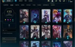 Conta bronze 3 com 133 skins e 105 champs