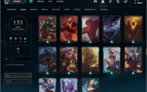 Conta bronze 3 com 133 skins e 105 champs