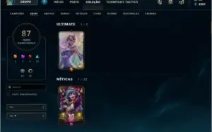 Vendo conta LV213, Gold 3 ,Full champs, 87 skins, 16 cromas