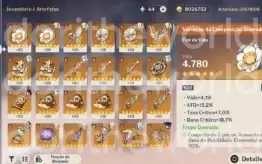 Genshin Impact Conta Servidor NA AR60 diversos 5*