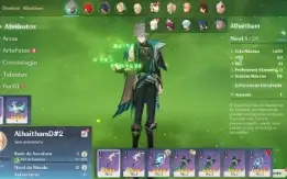 Contas Genshin Impact AR 7 com Alhaitham e Diluc