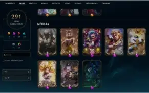 CONTA COM 8 MÍTICAS E 291 SKINS