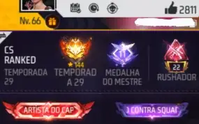 Conta rara Free Fire com skins Naruto e emotes especiais