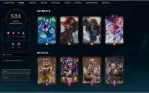Conta league of legends lvl 387 todos os champs 504 skins