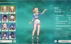Ayaka, Eula,Jean (com skin), Qiqi e Benção Lua Nova